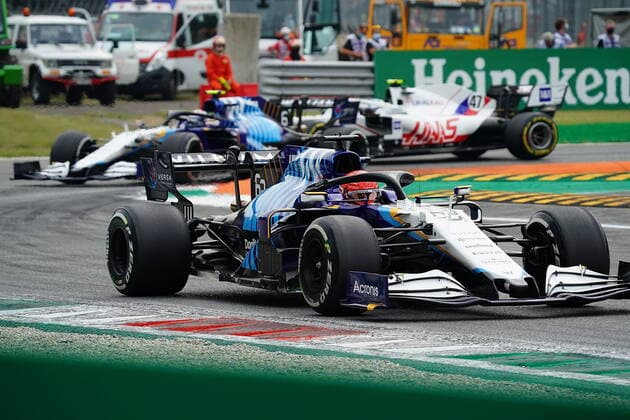 FORMULA 1 HEINEKEN GRAN PREMIO D ITALIA 2021 10.09.2021, Autodromo Nazionale di Monza, Monza, FORMULA 1 HEINEKEN GRAN PREMIO D ITALIA 2021 ,im Bild George Russel (GBR 63), Williams Racing, Nicholas Latifi (CAN 6), Williams Racing, Mick Schumacher (DEU 47), Haas F1 Team