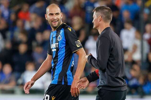 Bas Dost forward of Club Brugge with Alexander Blessin head coach of KV Oostende during the Jupiler Pro League match between Club Brugge and KV Oostende on September 10, 2021 in Brugge, Belgium FOOTBALL : Club Bruges vs KV Ostende - Jupiler Pro League - 10 09 2021 PhotoNews Panoramic  775668188