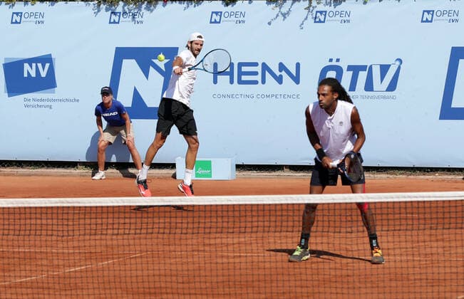 TENNIS - ATP, Tennis Herren NOE Open TULLN,AUSTRIA,11.SEP.21 - TENNIS - ATP Challenger Tour, NOE Open. Image shows Andrea Vavassori (ITA) and Dustin Brown (GER).  GEPAxpictures xWalterxLuger