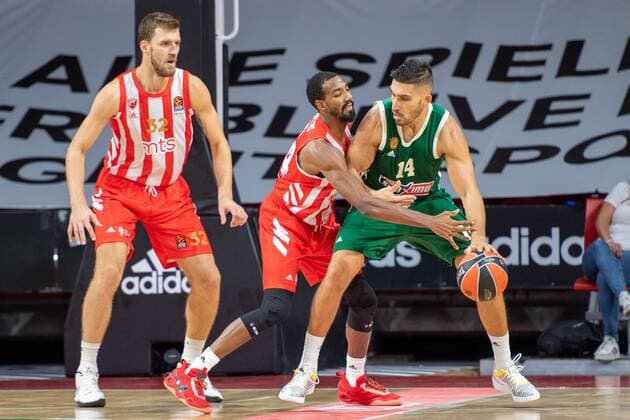 Ognjen Kuzmic 32 (Roter Stern Belgrad), Leonidas Kaselakis 14 (Panathinaikos OPAP Athen), Panathinaikos OPAP Athen vs. Roter Stern Belgrad, Magenta Cup 2021, 11.09.2021 Muenchen Bayern Deutschland