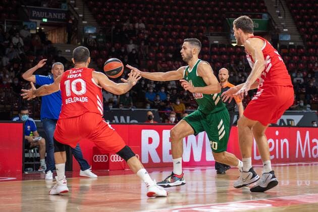 Branko Lazic 10 (Roter Stern Belgrad), Ioannis Papapetrou 10 (Panathinaikos OPAP Athen), Panathinaikos OPAP Athen vs. Roter Stern Belgrad, Magenta Cup 2021, 11.09.2021 Muenchen Bayern Deutschland