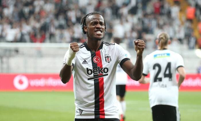 Besiktas™ Michy Batshuayi celebrates his goal during Besiktas - Yeni Malatyaspor Turkish Super League game at Vodafone Arena, Istanbul, 11th of Sept., 2021. Copyright: TolgaxAdanali 17253755