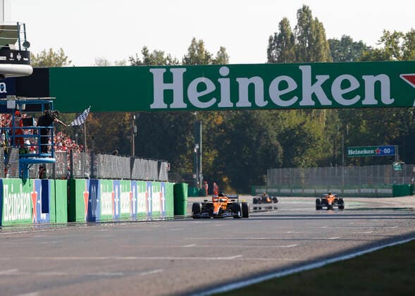 3 Daniel Ricciardo (AUS, McLaren F1 Team), 4 Lando Norris (GBR, McLaren F1 Team), F1 Grand Prix of Italy at Autodromo Nazionale Monza on September 12, 2021 in Monza, Italy. (Photo by HOCH ZWEI) Monza Italy