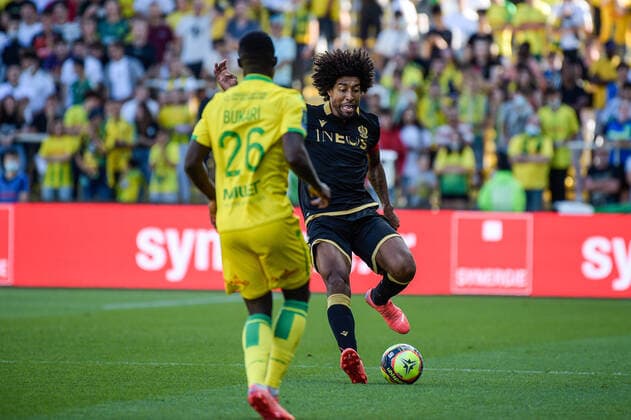 DANTE ( 4 - Nice ) - Osman BUKARI ( 26 - Nantes ) - FOOTBALL : Nantes vs Nice - Ligue 1 - Nantes - 12 09 2021 FedericoPestellini Panoramic 