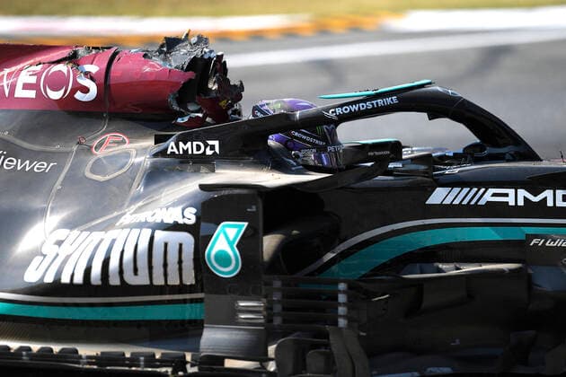 HAMILTON Lewis Team Mercedes AMG crash mit VERSTAPPEN Max F1 Formel one GP von Italien 2021 am 12. September 2021 in Monza