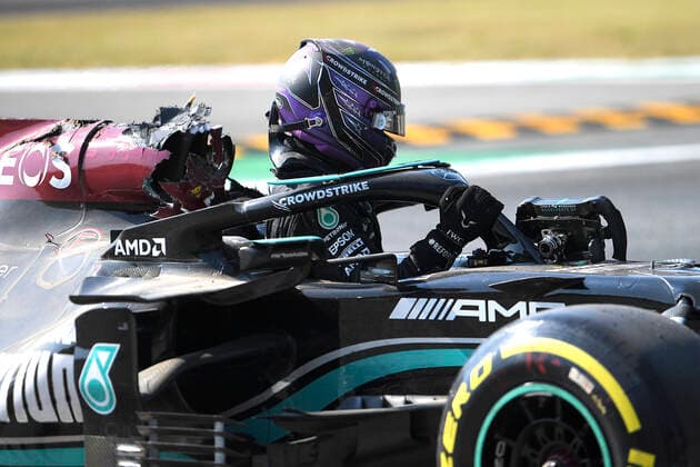 HAMILTON Lewis Team Mercedes AMG crash mit VERSTAPPEN Max F1 Formel one GP von Italien 2021 am 12. September 2021 in Monza