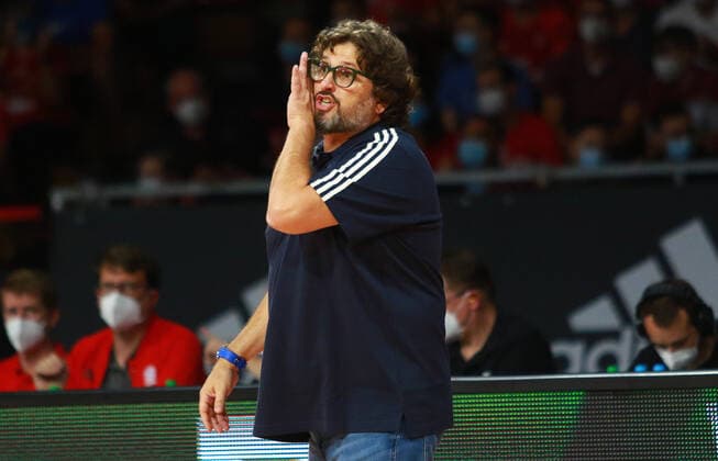 Trainer Andrea Trinchieri (FCBB) Basketball, Magenta Cup, FC Bayern Basketball - Roter Stern Belgrad im Audi Dome am 12.09.2021, FOTO: Mladen Lackovic LakoPress