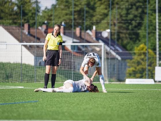 Nuernberg, Germany, September 12 Maren Weingarz (8 Andernach) and Magdalena Schumacher (17 Andernach) during the 2. Womens Bundesliga match between 1. FC Nuernberg and SG 99 Andernach at Sports Park Valznerweiher in Nuernberg, Germany. 2. Womens Bundesliga - 1. FC N?rnberg v SG 99 Andernach 