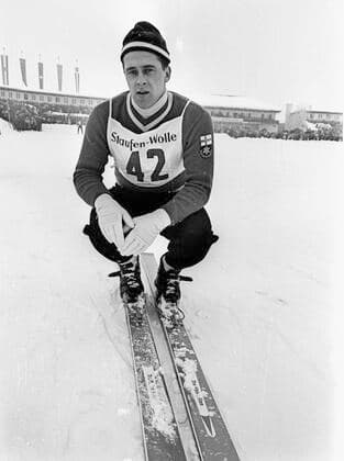 Skispringen: Vierschanzentournnee 1962 63 in Garmisch-Partenkirchen am 01.01.1963. Niilo Halonen (FIN) Portrait. *** Ski Jumping Four Hills Tournament 1962 63 in Garmisch Partenkirchen on 01 01 1963 Niilo Halonen FIN Portrait HM
