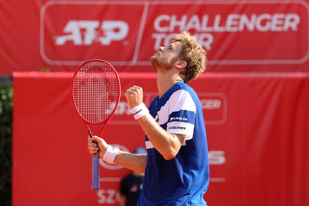 SZCZECIN, 14.09.2021 TURNIEJ TENISA ZIEMNEGO ATP, Tennis Herren CHALLENGER PEKAO SZCZECIN OPEN 2021 NZ YANNICK HANFMANN PO WYGRANIU MECZU YANNICK HANFMANN REACTS AFTER WINNING THE MATCH FOT. KRZYSZTOF CICHOMSKI NEWSPIX.PL --- Newspix.pl  210914KCI016