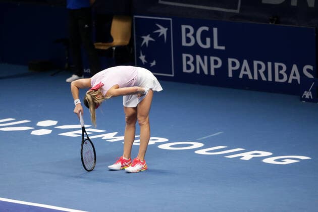 Mandy Minella ist enttaeuscht, frustriert, Entaeuschung, Frust, Emotionen Tennis, WTA, Tennis Damen BGL BNP Paribas Open Luxemburg 2021, Luxembourg 14.09.2021 Mandy Minella (LUX) vs Varvara GRACHEVA (RUS) CK Sportcenter, Kockelscheuer
