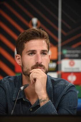 15.09.2021Frankfurt am Main, Deutsche Bank Park Fussball, UEFA Europa League Pressekonferenz vor dem Spiel Eintracht Frankfurt - Fenerbahce SK Torwart Kevin Trapp ( 1, Eintracht Frankfurt) emspor, DFL regulations prohibit any use of photographs as image sequences and or quasi-video