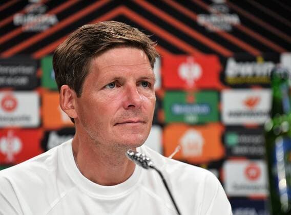 15.09.2021Frankfurt am Main, Deutsche Bank Park Fussball, UEFA Europa League Pressekonferenz vor dem Spiel Eintracht Frankfurt - Fenerbahce SK Trainer Oliver Glasner (Eintracht Frankfurt) emspor, DFL regulations prohibit any use of photographs as image sequences and or quasi-video