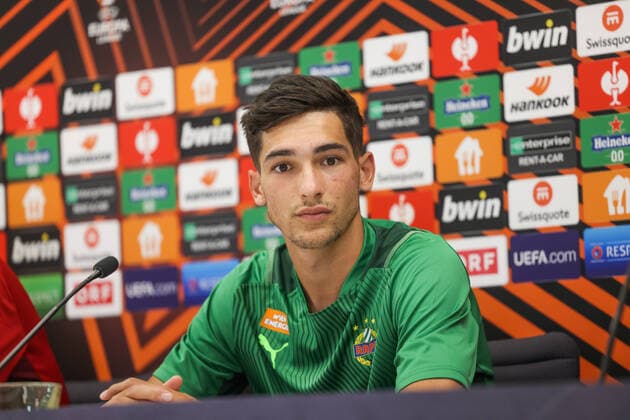 SOCCER - UEFA EL, Rapid vs Genk VIENNA,AUSTRIA,15.SEP.21 - SOCCER - UEFA Europa League, group stage, SK Rapid Wien vs KRC Genk, preview, press conference, PK, Pressekonferenz Rapid. Image shows Leo Greiml (Rapid).  GEPAxpictures xDavidxBitzan
