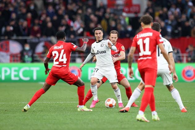 MOSKWA 15.09.2021 MECZ 1. KOLEJKA GRUPA C LIGA EUROPY SEZON 2021 22: SPARTAK MOSKWA - LEGIA WARSZAWA --- UEFA EUROPA LEAGUE GROUP C MATCH: SPARTAK MOSCOW - LEGIA WARSAW QUINCY PROMES JOSUE JORRIT HENDRIX FOT. PIOTR KUCZA FOTOPYK NEWSPIX.PL --- Newspix.pl  210915PYK0030