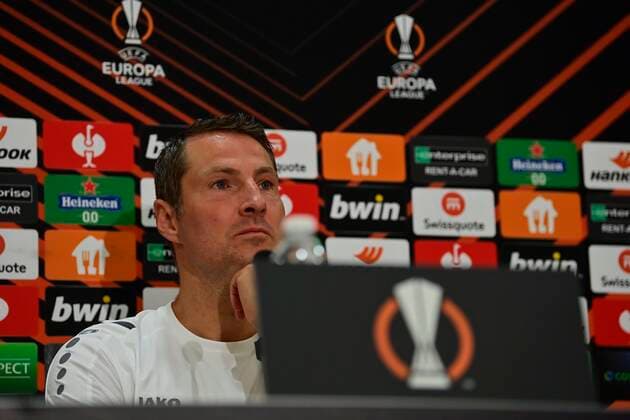 ATHENS, GREECE - SEPTEMBER 15 : Brian Priske head coach of Antwerp FC pictured during a press conference, PK, Pressekonferenz of Royal Antwerp FC prior to the Europa League game against Olympiacos on September 15, 2021 in Athens, Greece, 15 09 2021 ( Photo by Photonews FOOTBALL : media activities Royal Antwerp FC - Europa League - 15 09 2021 PHOTONEWS PANORAMIC 