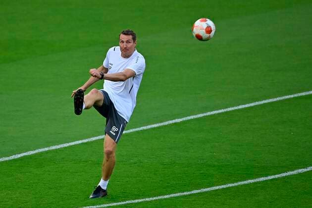ATHENS, GREECE - SEPTEMBER 15 : Brian Priske head coach of Antwerp FC pictured during a training sessiopn of Royal Antwerp FC prior to the Europa League game against Olympiacos on September 15, 2021 in Athens, Greece, 15 09 2021 FOOTBALL : media activities Royal Antwerp FC - Europa League - 15 09 2021 PHOTONEWS PANORAMIC 