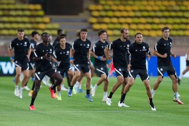 SOCCER - UEFA EL, Monaco vs Sturm MONACO,MONACO,15.SEP.21 - SOCCER - UEFA Europa League, group stage, AS Monaco vs SK Sturm Graz, preview, training Sturm. Image shows players of Sturm.  GEPAxpictures xPhilippxBrem
