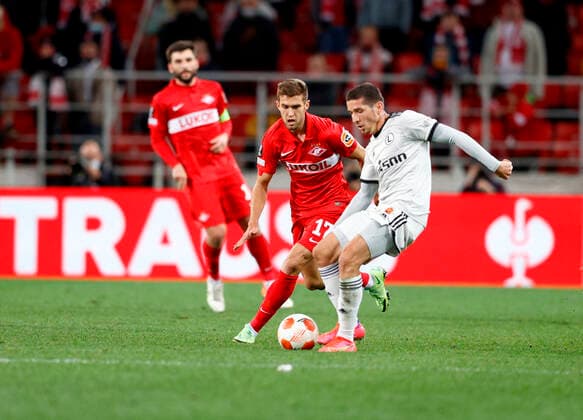 MOSCOW, RUSSIA, SEPTEMBER 14, 2021. The 2021 22 UEFA Europa League. Football match between Spartak (Moscow) vs Legia (Warsaw) at the Otkritie Arena in Moscow. Legia von 0:1. Photo by Stupnikov Alexander FC Spartak StupnikovxAlexander
