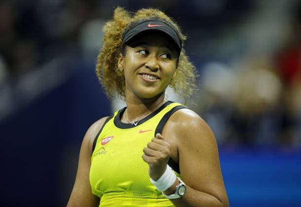 Mandatory Credit: Photo by Shutterstock (12384751cq) Naomi Osaka of Japan celebrates US Open Championships 2021, Day One, USTA National Tennis Center, Flushing Meadows, New York, USA - 30 Aug 2021 US Open Championships 2021, Day One, USTA National Tennis Center, Flushing Meadows, New York, USA - 30 Aug 2021 Copyright: xShutterstockx 12384751cq