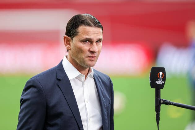 16.09.2021, Fussball, Saison 2021 2022, UEFA Europa League, Gruppenphase, 1. Spieltag, Bayer 04 Leverkusen - Ferencvaros Budapest Cheftrainer Gerardo Seoane (Bayer 04 Leverkusen) Foto: RHR-Foto Dennis Ewert Leverkusen BayArena NRW Deutschland xRHR-FOTO DEx
