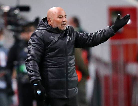 MOSCOW, RUSSIA â€“ SEPTEMBER 16, 2021: FC Olympique de Marseille s head coach Jorge Sampaoli gestures in their 2021 22 UEFA Europa League Group E football match against FC Lokomotiv Moscow, at RZD Arena Stadium. Sergei Savostyanov TASS  TS110A9D