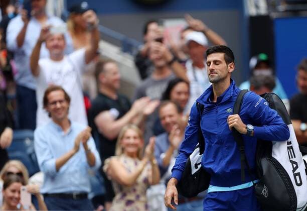 Mandatory Credit: Photo by Ella Ling Shutterstock (12437757ad) Novak Djokovic walks onto court ahead of the final US Open Championships 2021, Day Fourteen, USTA National Tennis Center, Flushing Meadows, New York, USA - 12 Sep 2021 US Open Championships 2021, Day Fourteen, USTA National Tennis Center, Flushing Meadows, New York, USA - 12 Sep 2021 Copyright: xEllaxLing Shutterstockx 12437757ad