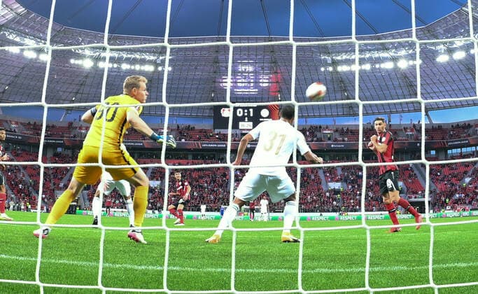 Exequiel Palacios (Bayer 04 Leverkusen), hinten mitte, erzielt das tor zum 1:1 16.09.2021, Fussball GER, UEFA Europa League 2021 22, Gruppenphase, 1. Spieltag, Bayer 04 Leverkusen - Ferencvaros Budapest, Foto: Maik Hölter TEAM2sportphoto Leverkusen Nordrhein Westfalen Deutschland