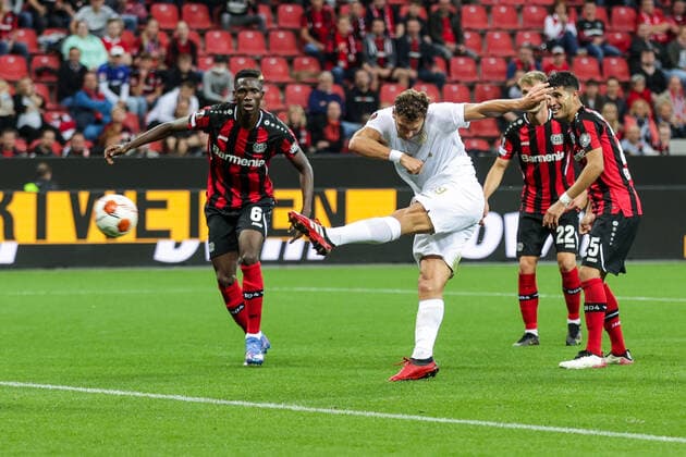 16.09.2021, Fussball, Saison 2021 2022, UEFA Europa League, Gruppenphase, 1. Spieltag, Bayer 04 Leverkusen - Ferencvaros Budapest Balint Vecsei (Ferencvarosi TC) Foto: RHR-Foto Dennis Ewert Leverkusen BayArena NRW Deutschland xRHR-FOTO DEx