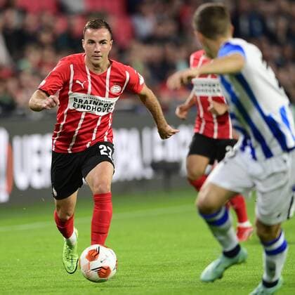 EINDHOVEN - Mario Gotze of PSV Eindhoven during the UEFA Europa League match between PSV Eindhoven and Real Sociedad at Phillips Stadium on September 16, 2021 in Eindhoven, Netherlands. ANP OLAF KRAAK UEFA Europa League 2021 2022 xVIxANPxSportx xxANPxIVx