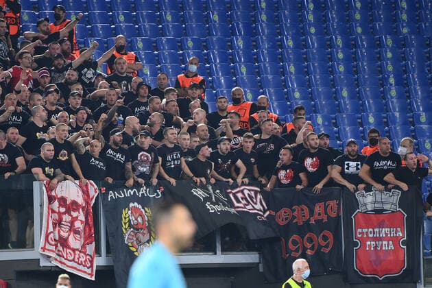 Fußball, EL, AS Rom - CSKA Sofia Photo Alfredo Falcone LaPresseSeptember 16, 2021 Rome, ItalySport SoccerRoma - CSKA Sofia - Europa Conference League 2021 2022 - Olympic stadium of RomeIn the pic: cska supporters Foto Alfredo Falcone LaPresse 16 Settembre 2021 Roma, Italia Calcio Roma - CSKA Sofia - Europa Conference League 2021 2022 - Stadio Olimpico di Roma Nella foto: tifosi cska Photo Alfredo Falcone LaPresse September 16, 2021 Rome, Italy Sport Soccer Roma - CSKA Sofia - Europa Conference League 2021 2022 - Olympic stadium of Rome In the pic: cska supporters  Copyright: xAlfredoxFalconex xLaPressex