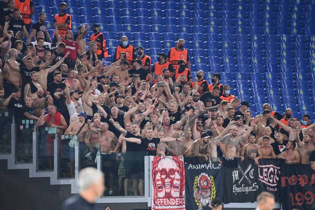 Fußball, EL, AS Rom - CSKA Sofia Photo Alfredo Falcone LaPresseSeptember 16, 2021 Rome, ItalySport SoccerRoma - CSKA Sofia - Europa Conference League 2021 2022 - Olympic stadium of RomeIn the pic: cska supporters  Copyright: xAlfredoxFalconex xLaPressex