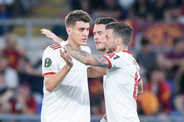 Graham Carey of CSKA Sofia celebrates after scoring first goal during the UEFA Conference League group C match between Roma and CSKA Sofia at Stadio Olimpico, Rome, Italy on 16 September 2021. Photo by Giuseppe Maffia. Rome Stadio Olimpico Rome Italy Copyright: xGiuseppexMaffiax SP24-80-011
