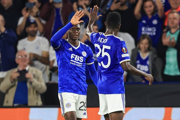 Fußball, EL, Leicester City - SSC Neapel UEFA Europa League Leicester City v Napoli Patson Daka 29 of Leicester City celebrates his goal to make it 2-0 Leicester King Power Stadium Leicestershire United Kingdom Copyright: xMarkxCosgrove NewsxImagesx