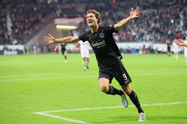 Eintracht Frankfurt - Fenerbahce SK, UEFA Europa League Jubelnder Sam Lammers (Eintracht Frankfurt, 9). Spiel der UEFA Europa League zwischen Eintracht Frankfurt und Fenerbahce SK am 16. September 2021 im Deutsche Bank Park in Frankfurt am Main., Frankfurt am Main Hessen Deutschland Deutsche Bank Park