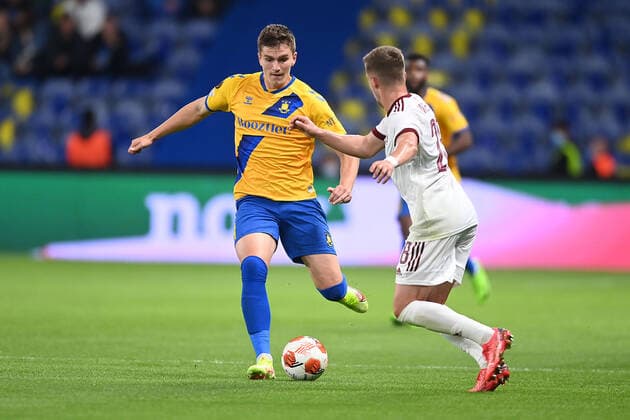Fußball, EL, Bröndby IF Kopenhagen - Sparta Prag Broendbys Mikael Uhre Europa League-kampen i gruppe A mellem Broendby IF og Sparta Prag, paa Broendby Stadion torsdag den 16. september 2021.. , Denmark Copyright: THOMASxSJOERUPx cop101 spdk20210916-223842-L