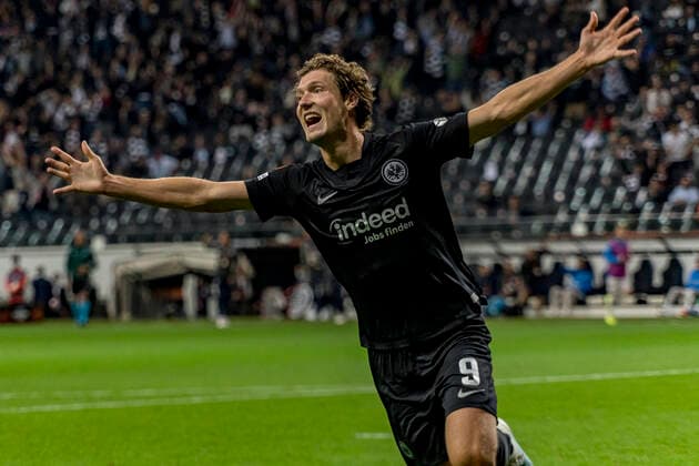 UEFA Europa League, Eintracht Frankfurt vs. Fenerbahce Istanbul, Frankfurt, Deutsche Bank Park, 16.9.2021 Sam Lammers (Eintracht Frankfurt 9) freut sich über ein Tor - aber es war Abseits, Eintracht Frankfurt vs. Fenerbahce Istanbul, Frankfurt, Deutsche Bank Park, 16.9.2021 Copyright: xBEAUTIFULxSPORTS Gawlikx