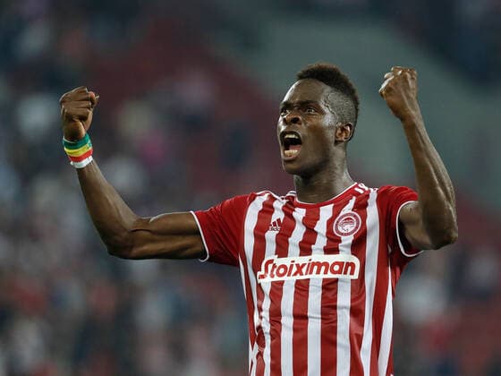 Sport Bilder des Tages Olympiacos F.C. v Royal Antwerp UEFA Europa League Pape Abou Cisse of Olympiacos F.C. celebrates during the UEFA Europa League Group D match at Karaiskakis Stadium, Piraeus Content Not Available For UK Newspapers Copyright: xYannisxHalasx FIL-15879-0045
