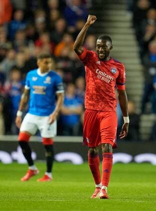 Mandatory Credit: Photo by Stuart Wallace Shutterstock (12447004ad) Karl Toko Ekambi of Olympique Lyon celebrates scoring to give Lyon a 0-1 lead. Rangers v Olympique Lyonnais, UEFA Europa League, Group A, Football, Ibrox Stadium, Glasgow, UK - 16 Sep 2021 EDITORIAL USE ONLY No use with unauthorised audio, video, data, fixture lists, club league logos or live services. Online in-match use limited to 120 images, no video emulation. No use in betting, games or single club league player publications. Rangers v Olympique Lyonnais, UEFA Europa League, Group A, Football, Ibrox Stadium, Glasgow, UK - 16 Sep 2021 EDITORIAL USE ONLY No use with unauthorised audio, video, data, fixture lists, club league logos or live services. Online in-match use limited to 120 images, no video emulation. No use in betting, games or single club league player publications. Copyright: xStuartxWallace Shutterstockx 12447004ad