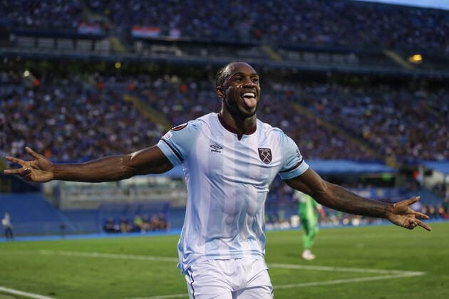 PXL_Dinamo Zagreb v West Ham United: Group H - UEFA Europa League ZAGREB, CROATIA - SEPTEMBER 16: Michail Antonio of West Ham United celebrates the goal during the UEFA Europa League group H match between Dinamo Zagreb and West Ham United at Maksimir Stadium on September 16, 2021 in Zagreb, Croatia. MatijaxHabljak PIXSELL