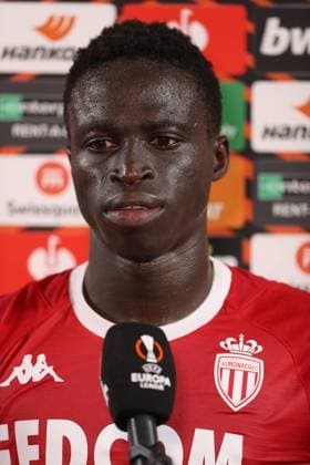 Monaco, Monaco, 16th September 2021. Winning goalscorer Krepin Diatta of AS Monaco during a tv interview following the final whistle of the UEFA Europa League match at Stade Louis II, Monaco. Picture credit should read: Jonathan Moscrop Sportimage EDITORIAL USE ONLY. No use with unauthorised audio, video, data, fixture lists, club league logos or live services. Online in-match use limited to 120 images, no video emulation. No use in betting, games or single club league player publications. SPI-1189-0029