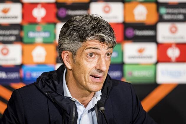 EINDHOVEN - 16-09-2021, Philips stadion. Dutch football, UEFA Europa League, season 2021-2022. Real Sociedad coach Imanol Alguacil press conference, PK, Pressekonferenz during the match PSV - Real Sociedad. PSV - Real Sociedad  x13493443x Copyright: