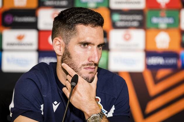EINDHOVEN - 16-09-2021, Philips stadion. Dutch football, UEFA Europa League, season 2021-2022. Real Sociedad player Jose Zaldua press conference, PK, Pressekonferenz during the match PSV - Real Sociedad. PSV - Real Sociedad  x13493447x Copyright: