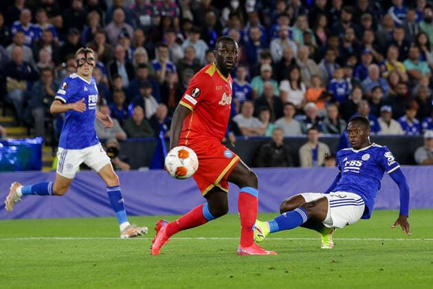 Mandatory Credit: Photo by Robbie Stephenson JMP Shutterstock (12447737eg) Patson Daka of Leicester City shoots at goal Leicester City v Napoli, UK - 16 Sep 2021 Editorial use only Leicester City v Napoli, UK - 16 Sep 2021 Editorial use only  Copyright: xRobbiexStephenson JMP Shutterstockx 12447737eg