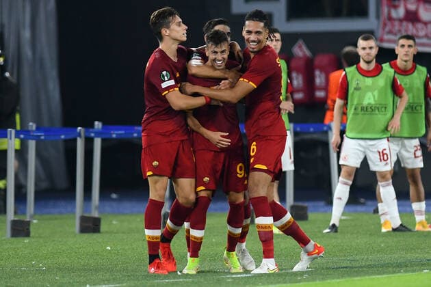 Sport Bilder des Tages Stephan El Shaarawy of AS Roma celebrate after score the goal during the Conference League match between AS Roma v CSKA Sofia at Olimpico stadium in Rome, Italy, September 16, 2021. Fotografo01  Copyright: xFotografo01x xIPAx xFotografo01x 0