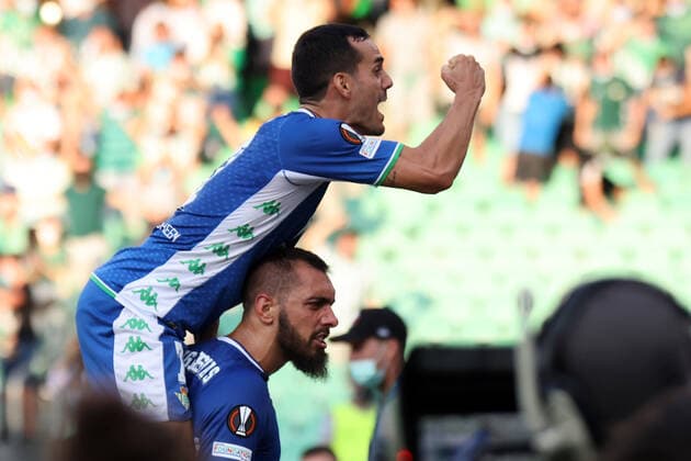 Sport Bilder des Tages Real Betis v Celtic FC: Group G - UEFA Europa League Juanmi of Real Betis celebrate a goal during the UEFA Europa League Group G stage match between Real Betis and Celtic FC at Benito Villamarin Stadium on September 16, 2021 in Seville, Spain. . Seville Seville Spain daximages-realbeti210916_npA4I  Copyright: xDAXxImagesx