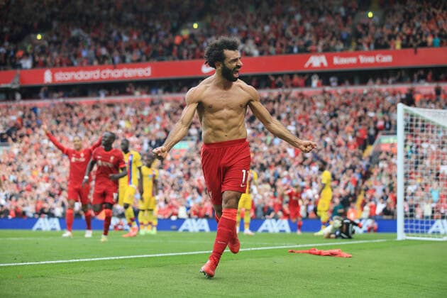 Bilder des Jahres 2021, Sport 09 September Sport Themen der Woche KW37 Sport Bilder des Tages Football - Premier League - Liverpool v Crystal Palace 18th September 2021 - Premier League - Liverpool v Crystal Palace - Mohamed Salah of Liverpool celebrates after scoring their 2nd goal - Photo: Simon Stacpoole Offside. Liverpool UK *** Fußball Premier League Liverpool gegen Crystal Palace 18. September 2021 Premier League Liverpool gegen Crystal Palace Mohamed Salah von Liverpool jubelt nach seinem zweiten Tor Foto Simon Stacpoole Abseits Liverpool UK  Copyright: xSimonxStacpoolexOffside