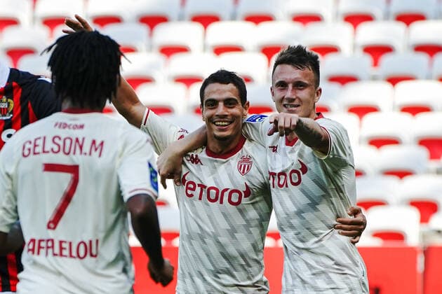 Joie - Aleksandr Golovin (AS Monaco) - Wissam Ben Yedder (AS Monaco) - Gelson Martins (AS Monaco) FOOTBALL : OGC Nice vs As Monaco - Ligue 1 Uber Eats - Nice - 19 09 2021 NorbertScanella PanoramiC 