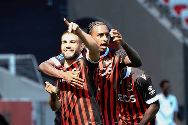 Joie - Andy Delort (OGC Nice) - Pablo Rosario (OGC Nice) FOOTBALL : OGC Nice vs As Monaco - Ligue 1 Uber Eats - Nice - 19 09 2021 NorbertScanella PanoramiC 