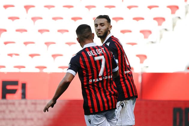 Deception - Amine Gouiri (OGC Nice)@ - Andy Delort (OGC Nice) FOOTBALL : OGC Nice vs As Monaco - Ligue 1 Uber Eats - Nice - 19 09 2021 NorbertScanella PanoramiC 